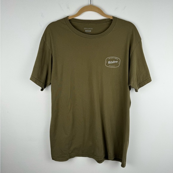 Billabong Short Sleeve Graphic Print Crew Neck T-Shirt Men’s size L Army Green - Picture 1 of 4